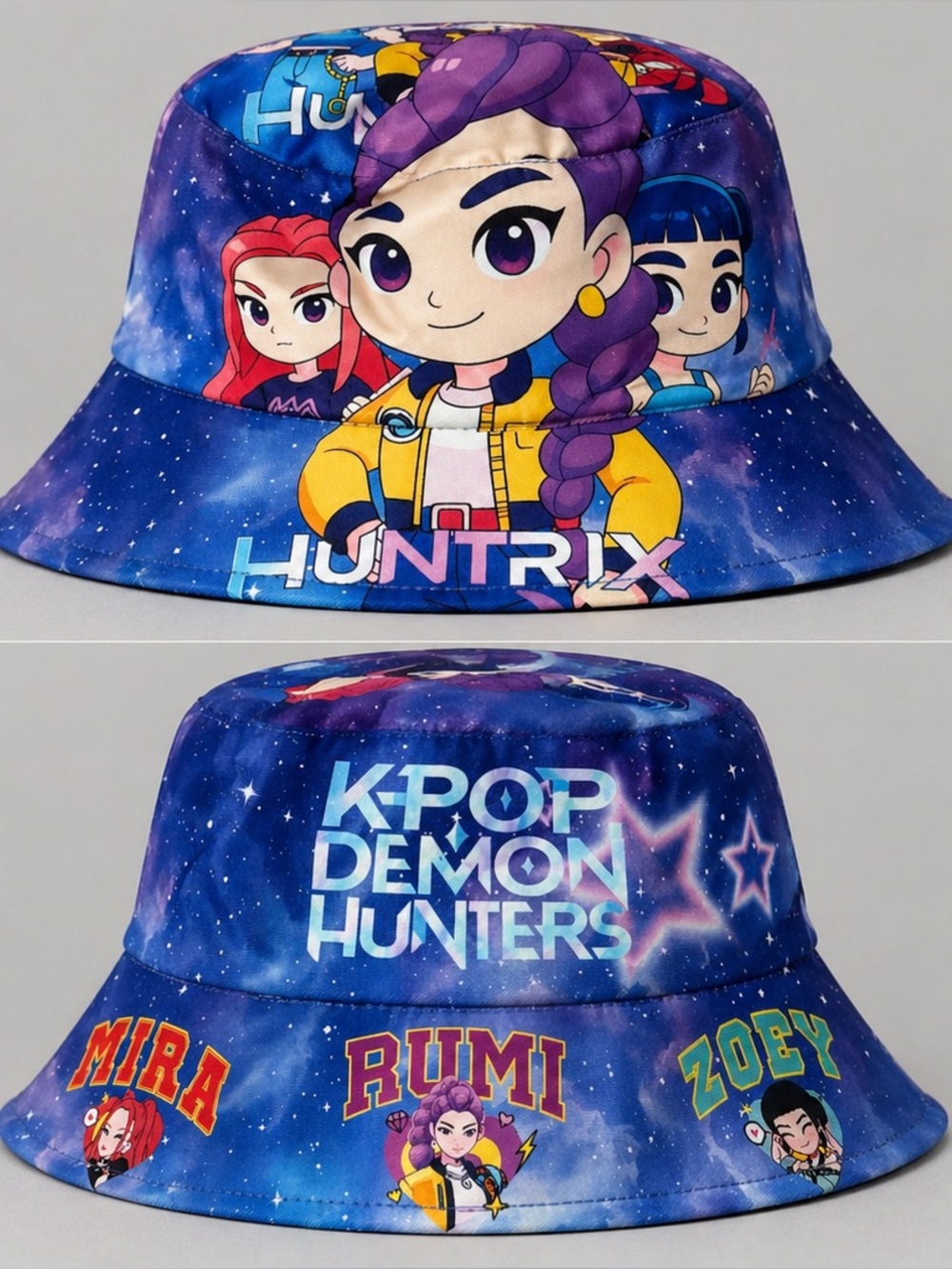 KPOP Demon Hunters Bucket Hat Kids – Mira Rumi Zoey Cartoon Beach Sun Hat